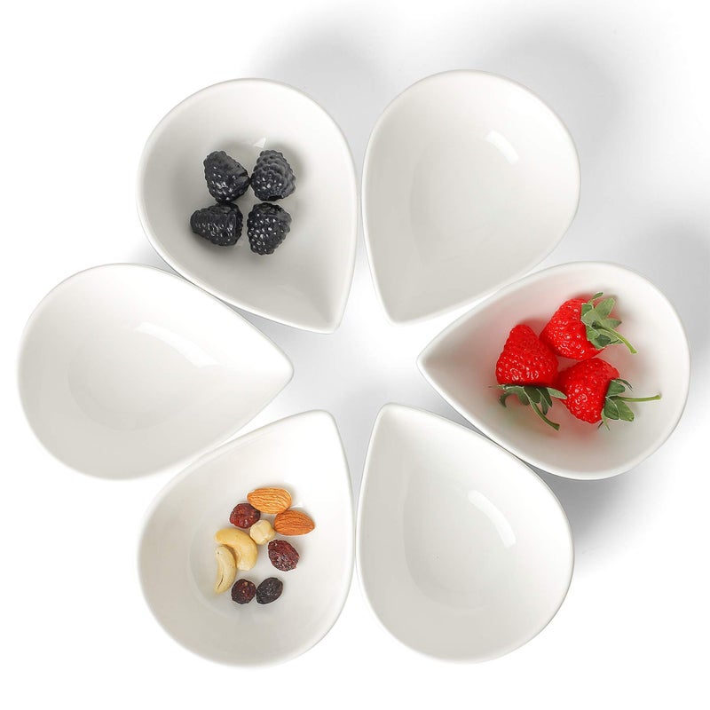 Keponbee Sauce Bowl for Dipping, Cute White Ceramic Dessert Bowls Set of 6 for Side Dish/Soup/Fruits/Nuts, 8 oz/pc - Image 1